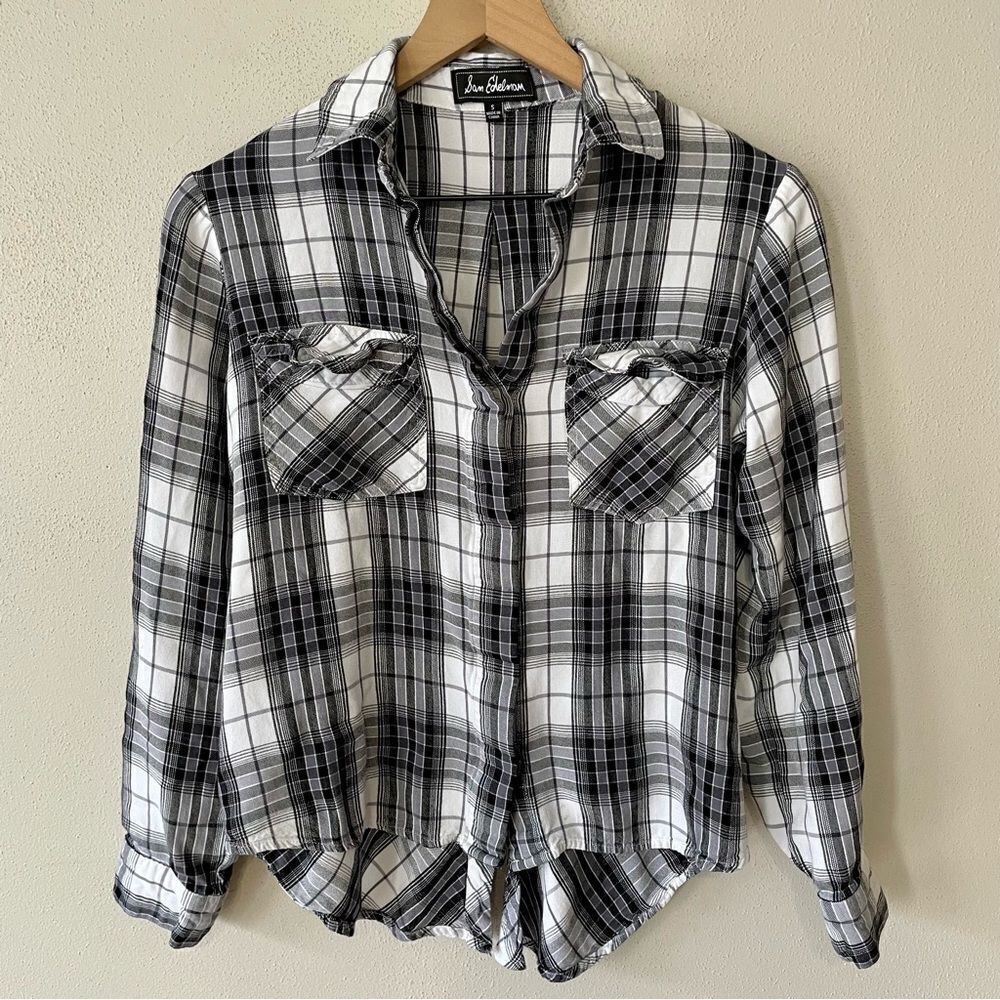 Sam Edelman Black and White Riley Flannel Boyfriend Shirt - Size: Small